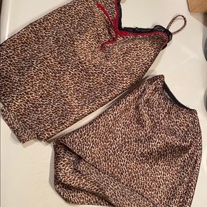 Leopard print silky pajamas